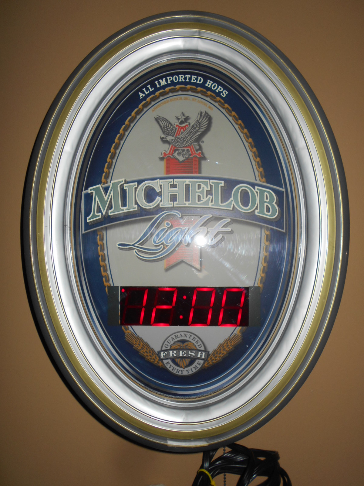 Michelob Light All Imported Hops Neon Digital Clock by Grimm Ind. for